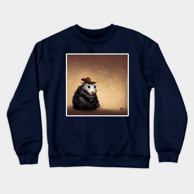 Opossum Sheriff Crewneck Sweatshirt by nonbeenarydesigns